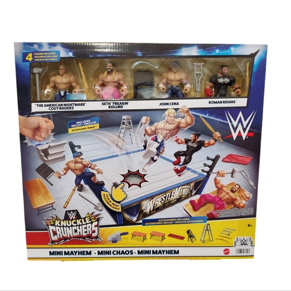 WWE Knuckle Crunchers Mini Mayhem Ring Bundle Playset Mattel NIB - Picture 1 of 12